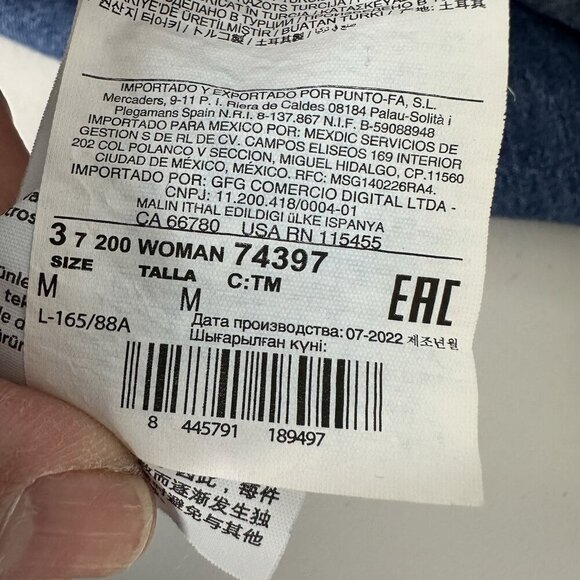 MNG Mango Denim Shirt Size 6 Blue Studded Snap Oversized Boho Western - Picture 12 of 14